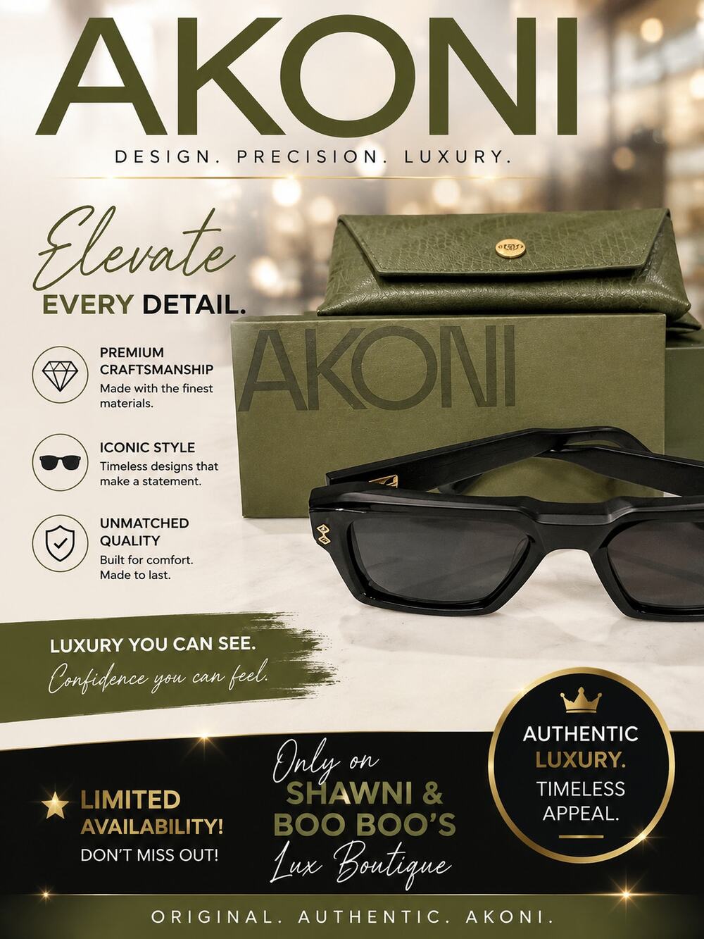 Akoni Hercules Oversized Bold Sunglasses*Retail $910*New in box